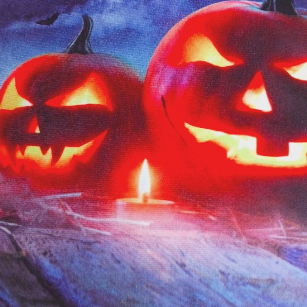 Halloween/Harvest, L.E.D. light-up"jack-o-lantern pillow,16x16 inch, NEW - Picture 6 of 8